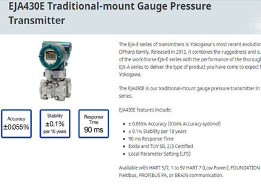 Transmisor de presión diferenciada tradicional del soporte de EJA430E de la original de Japón